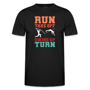 Run Take Off Swing Up Turn. Saut à la perche. - T-shirt sport Homme - noir - Devant - AI Model Male 178 dark (178cm)