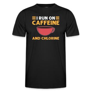 Je vis de caféine et de chlore. Nettoyeur de piscine. - T-shirt sport Homme - noir - Devant - AI Model Male 178 dark (178cm)
