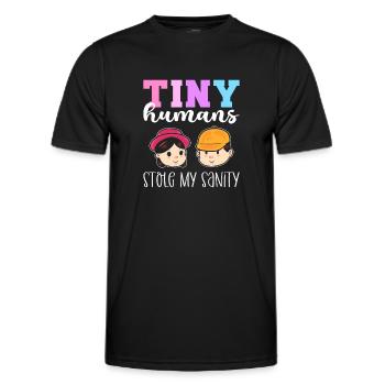 Tiny Humans Stole My Sanity. Childminder - Men's Functional T-Shirt - black - Front - AI Model Male 178 dark (178cm)