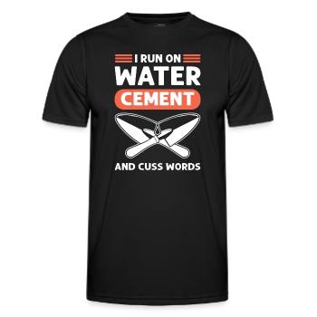 Water, cement and swear words. Cement masons. - Men's Functional T-Shirt - black - Front - AI Model Male 178 dark (178cm)