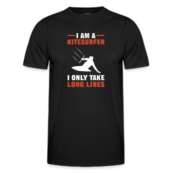 Je ne fais que de longues files d’attente. Kitesurf - T-shirt sport Homme - noir - Devant - AI Model Male 178 dark (178cm)