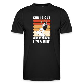 Le vent souffle. Kitesurf et kitesurf - T-shirt sport Homme - noir - Devant - AI Model Male 178 dark (178cm)