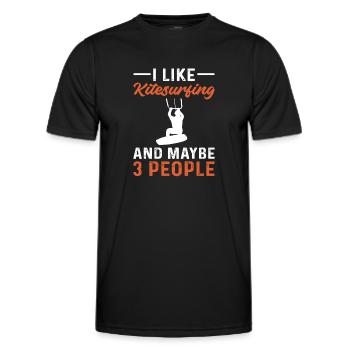 I like kitesurfing and maybe 3 people. - Men's Functional T-Shirt - black - Front - AI Model Male 178 dark (178cm)