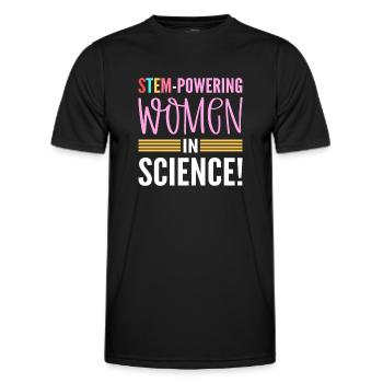 Stem-powering Women In Science. Steminist - Men's Functional T-Shirt - black - Front - AI Model Male 178 dark (178cm)