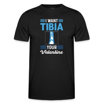 I want Tibia to be your Valentine. - Men's Functional T-Shirt - black - Front - AI Model Male 178 dark (178cm)
