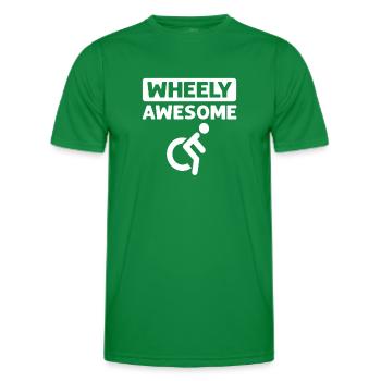 Wheely Awesome. Wheelchair handicap - Men's Functional T-Shirt - kelly green - Front - AI Model Male 178 dark (178cm)