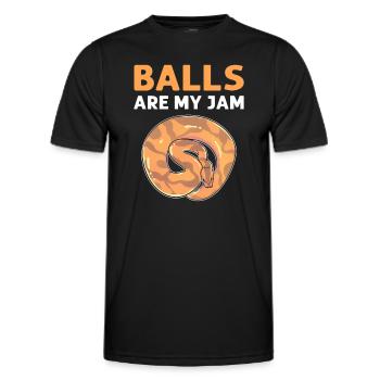 Balls are my jam. Banana ball python - Men's Functional T-Shirt - black - Front - AI Model Male 178 dark (178cm)