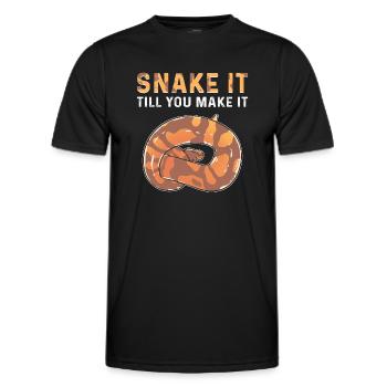 Queue until you make it. Royal Python - Men's Functional T-Shirt - black - Front - AI Model Male 178 dark (178cm)