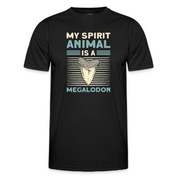 My soul animal is the megalodon fossil tooth hunter - Men's Functional T-Shirt - black - Front - AI Model Male 178 dark (178cm)