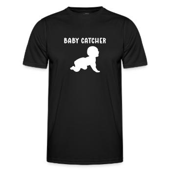 Attrape-bébé. Obstétrique. Si infirmière - T-shirt sport Homme - noir - Devant - AI Model Male 178 dark (178cm)