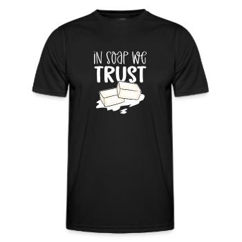Nous comptons sur le savon. Saponification. - T-shirt sport Homme - noir - Devant - AI Model Male 178 dark (178cm)