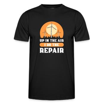 Up in the air I do the repair. - Men's Functional T-Shirt - black - Front - AI Model Male 178 dark (178cm)