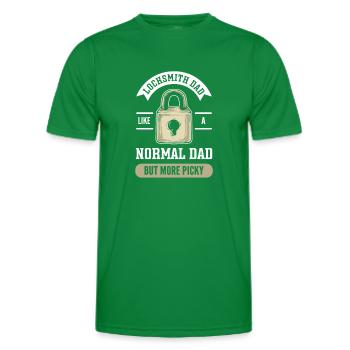 Serrurier Papa. Cueillette de serrure. Serrurier - T-shirt sport Homme - vert - Devant - AI Model Male 178 dark (178cm)