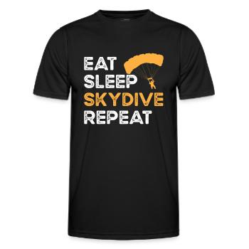 Mangez Sleep Skydive répéter. Parachutisme et - T-shirt sport Homme - noir - Devant - AI Model Male 178 dark (178cm)
