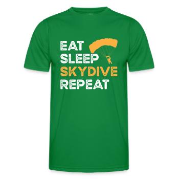 Eat Sleep Skydive Repeat. Fallschirmspringen Und - Männer Funktions-T-Shirt - Kelly Green - Vorne - AI Model Male 178 dark (178cm)