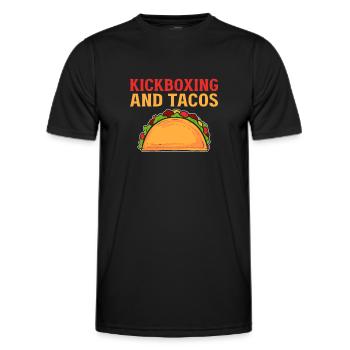 Kickboxing et tacos. Kickboxeur mexicain. - T-shirt sport Homme - noir - Devant - AI Model Male 178 dark (178cm)