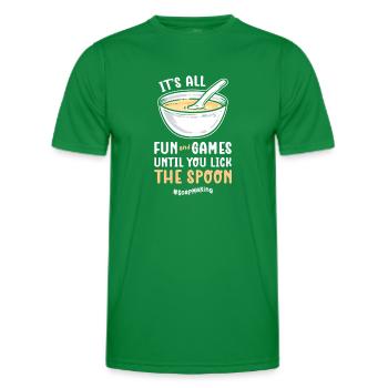 Tout est amusant et des jeux jusqu’à ce que vous obteniez la cuillère - T-shirt sport Homme - vert - Devant - AI Model Male 178 dark (178cm)