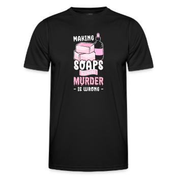 Saponification. for soap manufacturers and - Men's Functional T-Shirt - black - Front - AI Model Male 178 dark (178cm)