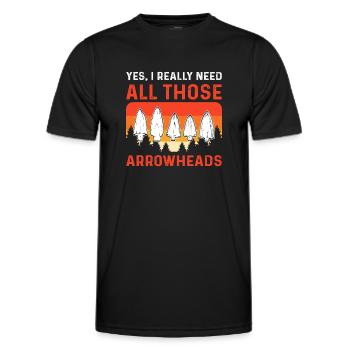 Yes, I really need all those arrowheads. - Men's Functional T-Shirt - black - Front - AI Model Male 178 dark (178cm)