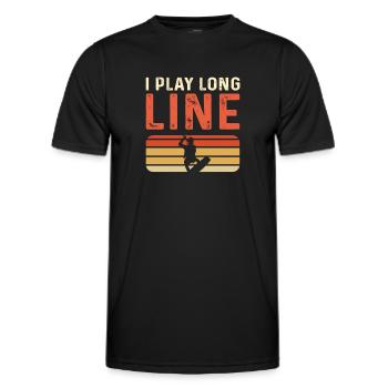 I play Long Line. Kitesurfing Kiteboarding - Men's Functional T-Shirt - black - Front - AI Model Male 178 dark (178cm)