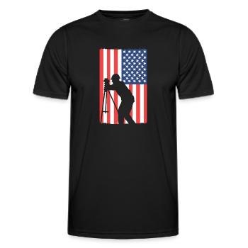 Arpenteur patriotique. Usa-vermessung. - T-shirt sport Homme - noir - Devant - AI Model Male 178 dark (178cm)