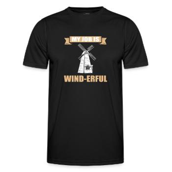 Mon travail est venteux. Technicien pour - T-shirt sport Homme - noir - Devant - AI Model Male 178 dark (178cm)
