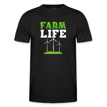La vie à la ferme. Exploitants d’éoliennes. - T-shirt sport Homme - noir - Devant - AI Model Male 178 dark (178cm)