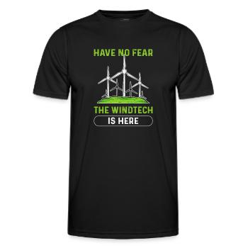 Ne vous inquiétez pas, Windtech est là. Éolienne - T-shirt sport Homme - noir - Devant - AI Model Male 178 dark (178cm)