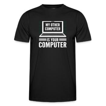 Mon autre ordinateur est votre ordinateur. Chapeau blanc - T-shirt sport Homme - noir - Devant - AI Model Male 178 dark (178cm)