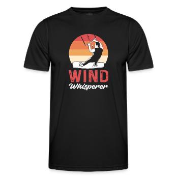 Murmure du vent. Kitesurf Kitesurf - T-shirt sport Homme - noir - Devant - AI Model Male 178 dark (178cm)