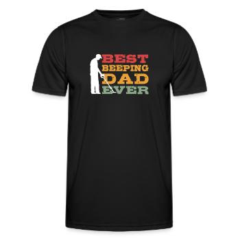 Papa qui bipe. Détecteur de métaux. Chasse aux reliquaires. - T-shirt sport Homme - noir - Devant - AI Model Male 178 dark (178cm)