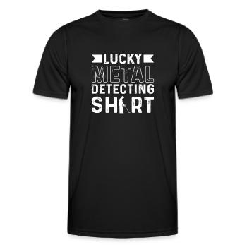 Détecteur de métaux. Chasse aux reliquaires. Content - T-shirt sport Homme - noir - Devant - AI Model Male 178 dark (178cm)