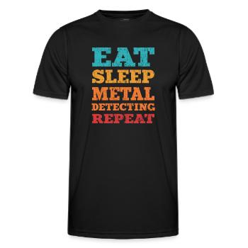 Mangez du sommeil métal détecter répéter. Détecteur de métaux - T-shirt sport Homme - noir - Devant - AI Model Male 178 dark (178cm)