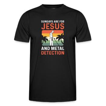 Les dimanches sont pour Jésus et la détection des métaux - T-shirt sport Homme - noir - Devant - AI Model Male 178 dark (178cm)
