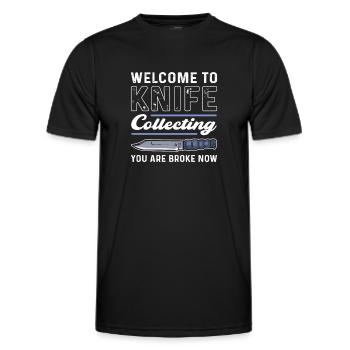 Bienvenue dans la collection de couteaux. Vous êtes maintenant - T-shirt sport Homme - noir - Devant - AI Model Male 178 dark (178cm)