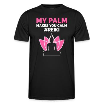 Ma paume vous rend calme. Reiki - T-shirt sport Homme - noir - Devant - AI Model Male 178 dark (178cm)