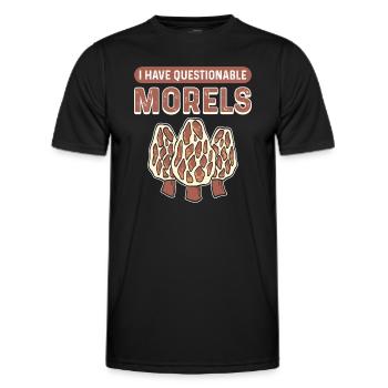 I have questionable morels. Search for food - Men's Functional T-Shirt - black - Front - AI Model Male 178 dark (178cm)