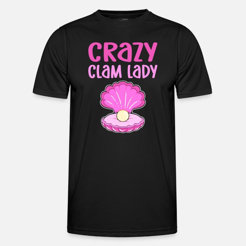 Crazy shell lady. Shellfish collecting flotsam Men's Functional T-Shirt