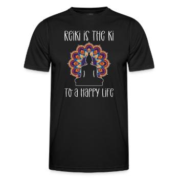 Le Reiki est le ki d’une vie heureuse. - T-shirt sport Homme - noir - Devant - AI Model Male 178 dark (178cm)