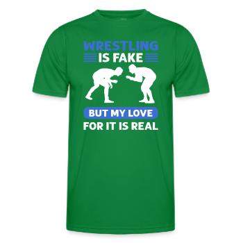 Wrestling is wrong, but my love for it is - Men's Functional T-Shirt - kelly green - Front - AI Model Male 178 dark (178cm)