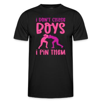 I don't hunt boys. I pin them. Wrestle - Men's Functional T-Shirt - black - Front - AI Model Male 178 dark (178cm)