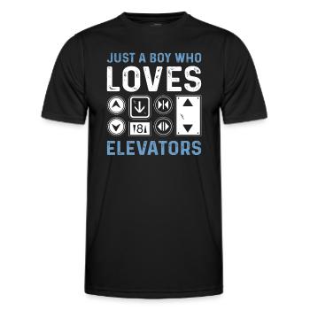 Just a boy who loves elevators. - Men's Functional T-Shirt - black - Front - AI Model Male 178 dark (178cm)