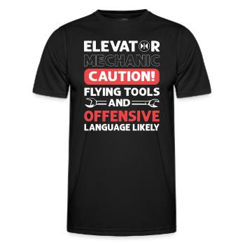 Elevator fitter Elevator mechanic Elevators - Men's Functional T-Shirt - black - Front - AI Model Male 178 dark (178cm)