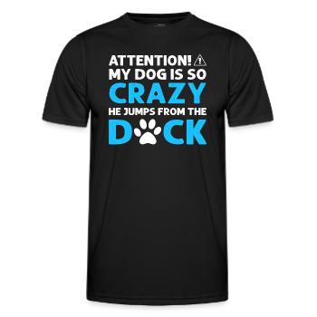 Attention! Mon chien est tellement fou que - T-shirt sport Homme - noir - Devant - AI Model Male 178 dark (178cm)
