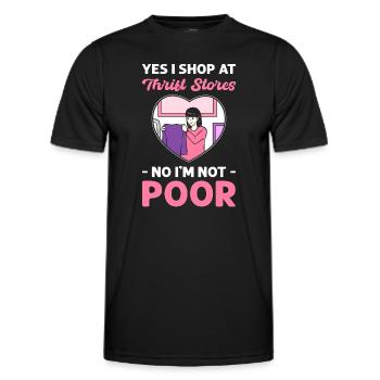 Ja, Ich Kaufe In Secondhand -Läden Ein. Nein, Ich - Männer Funktions-T-Shirt - Schwarz - Vorne - AI Model Male 178 dark (178cm)