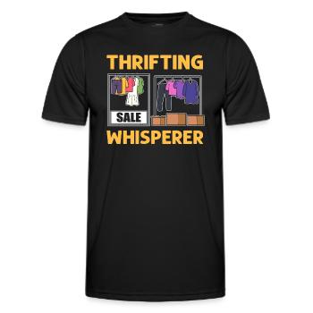 Chuchoteur économique. Activité d’épargne - T-shirt sport Homme - noir - Devant - AI Model Male 178 dark (178cm)