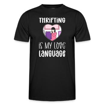 Economique est mon langage d’amour. Économique - T-shirt sport Homme - noir - Devant - AI Model Male 178 dark (178cm)