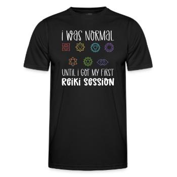 J’étais normal jusqu’à ce que je fasse mon premier Reiki - T-shirt sport Homme - noir - Devant - AI Model Male 178 dark (178cm)