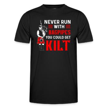Never run with bagpipes. You could use Kilt - Men's Functional T-Shirt - black - Front - AI Model Male 178 dark (178cm)