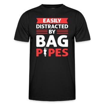 Easily distracted by bagpipes. Bagpipes - Men's Functional T-Shirt - black - Front - AI Model Male 178 dark (178cm)